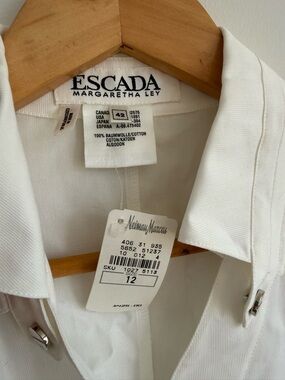 Escada Margaretha Ley White Cotton Button-Up Shirt - Deadstock w original tags!